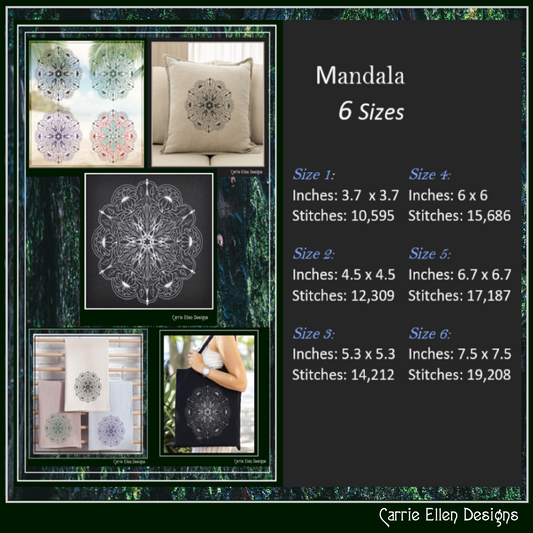 Floral Mandala Machine Embroidery Design | Artistic Symbolism Stitch Pattern, 6 Sizes (2634)