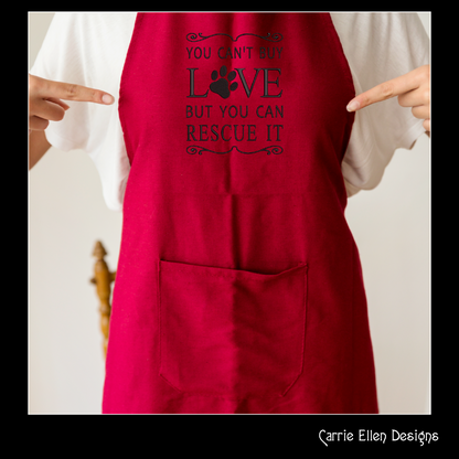 You Can’t Buy Love But You Can Rescue It | Rescue Dog Machine Embroidery Design | Paw Print Saying, 6 Sizes (2637)
