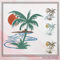 Palm Tree Sunset Machine Embroidery Design | Tropical Island Landscape | Beach Embroidery Pattern, 6 Sizes (2638)