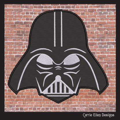 Darth Vader Helmet Applique Machine Embroidery Design – Star Wars Inspired Applique Pattern, 6 Sizes (2639)