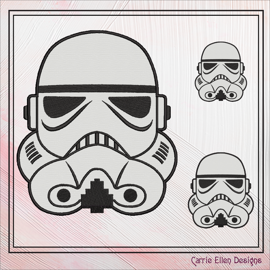 Storm Trooper Helmet Applique Machine Embroidery Design – Sci-Fi Inspired Applique Pattern, 6 Sizes (2641)