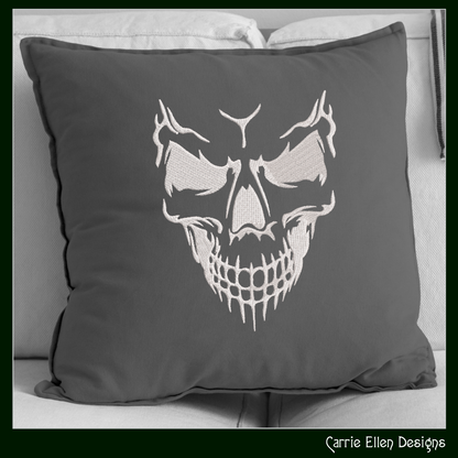Skull Death Mask Machine Embroidery Design – Gothic Halloween Skull Pattern, 6 Sizes (2645)
