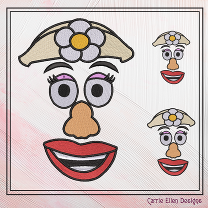 Mr. & Mrs. Potato Head Inspired Machine Embroidery Design Bundle | Classic Toy Character Faces Stitch Files, 6 sizes (2657)