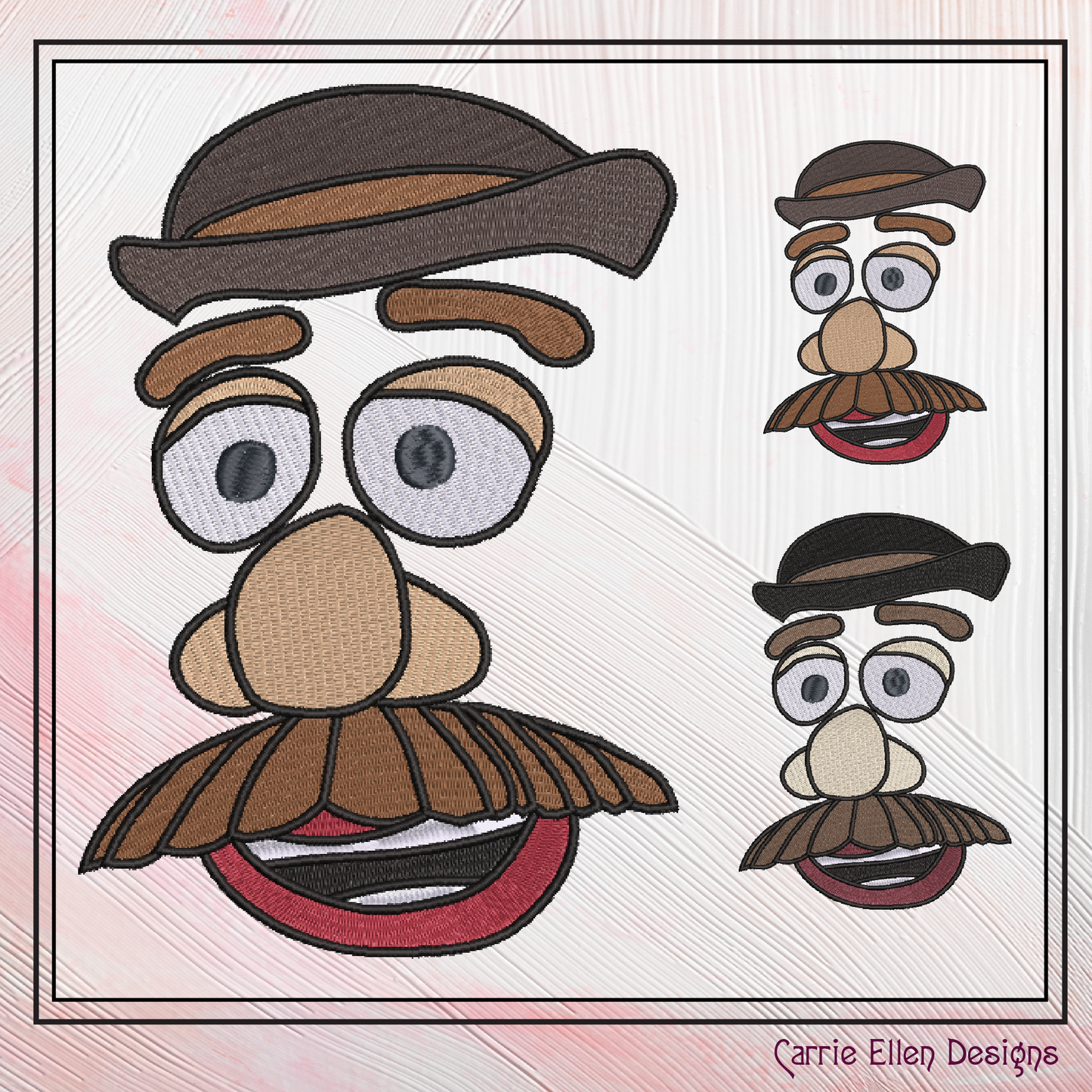 Potato Head Inspired Funny Face Machine Embroidery Design | Classic Toy Character Stitch File, 6 sizes (2653)