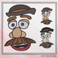 Potato Head Inspired Funny Face Machine Embroidery Design | Classic Toy Character Stitch File, 6 sizes (2653)