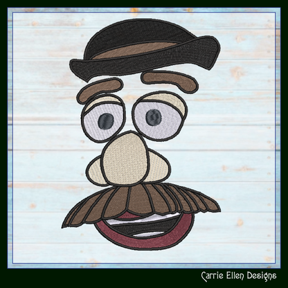 Potato Head Inspired Funny Face Machine Embroidery Design | Classic Toy Character Stitch File, 6 sizes (2653)