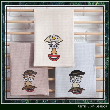 Mr. & Mrs. Potato Head Inspired Machine Embroidery Design Bundle | Classic Toy Character Faces Stitch Files, 6 sizes (2657)