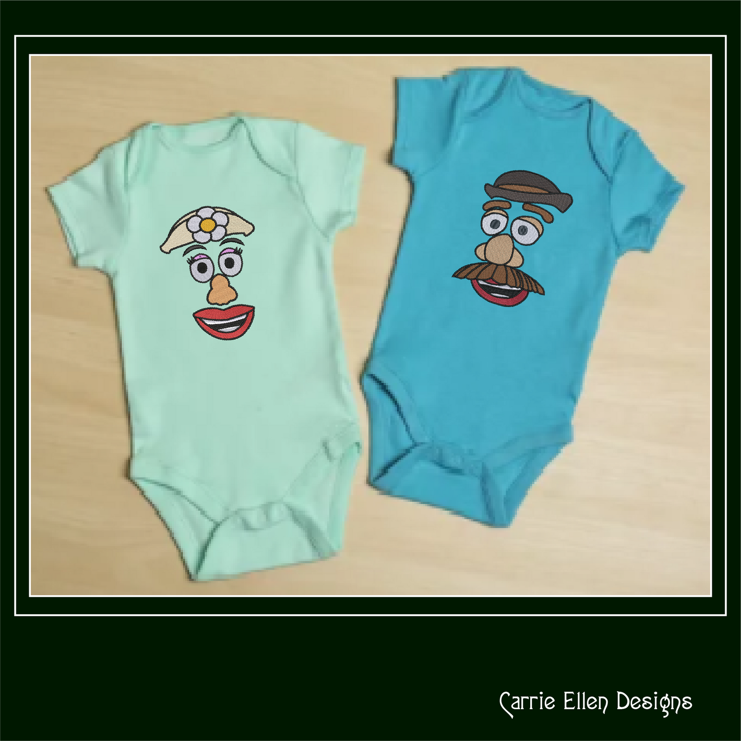 Mr. & Mrs. Potato Head Inspired Machine Embroidery Design Bundle | Classic Toy Character Faces Stitch Files, 6 sizes (2657)