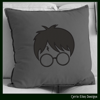 Harry Potter Profile Applique Machine Embroidery Design – Wizard Fandom Character Outline Pattern, 6 Sizes (2660)