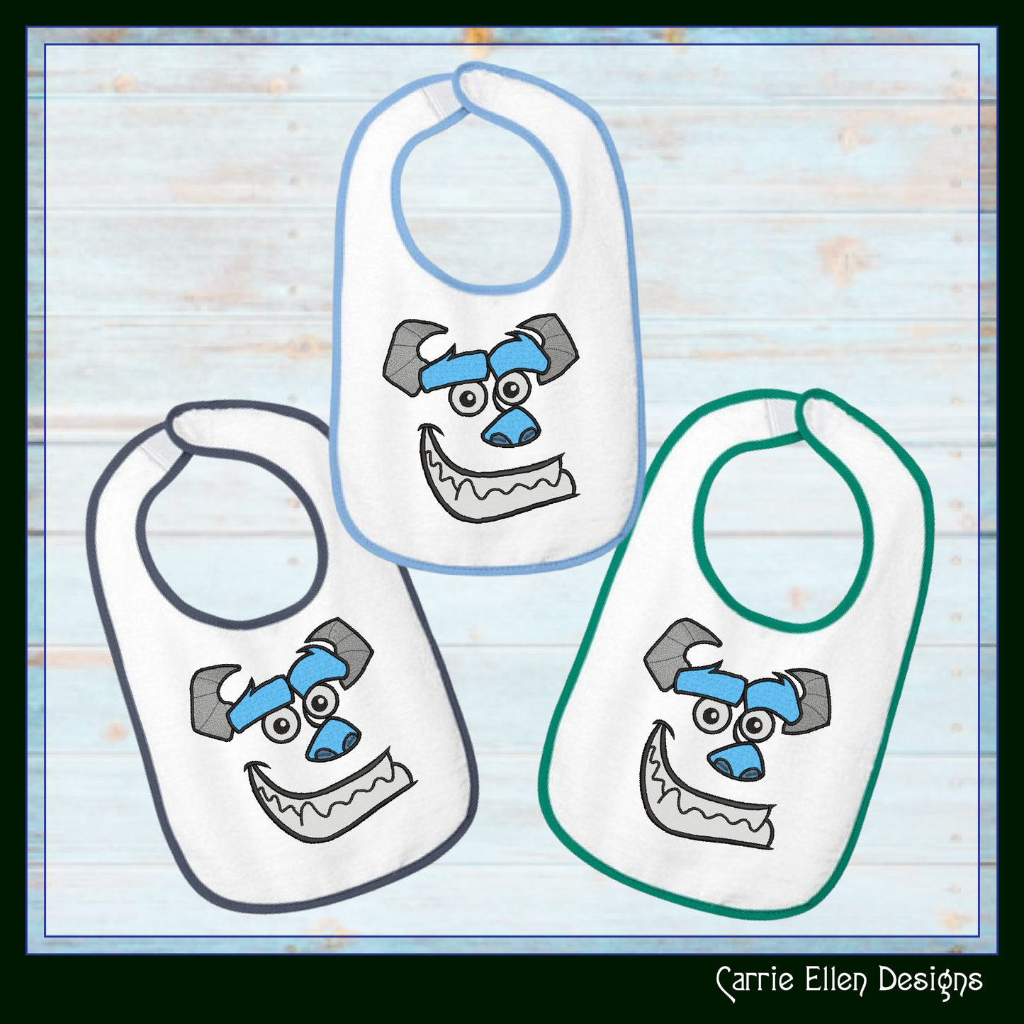 Sully Monster Character Face Applique Machine Embroidery Design | Fun Kids Stitch File, 6 sizes (2663)