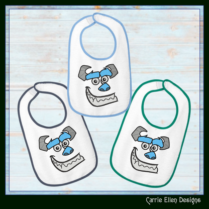 Sully Monster Character Face Applique Machine Embroidery Design | Fun Kids Stitch File, 6 sizes (2663)