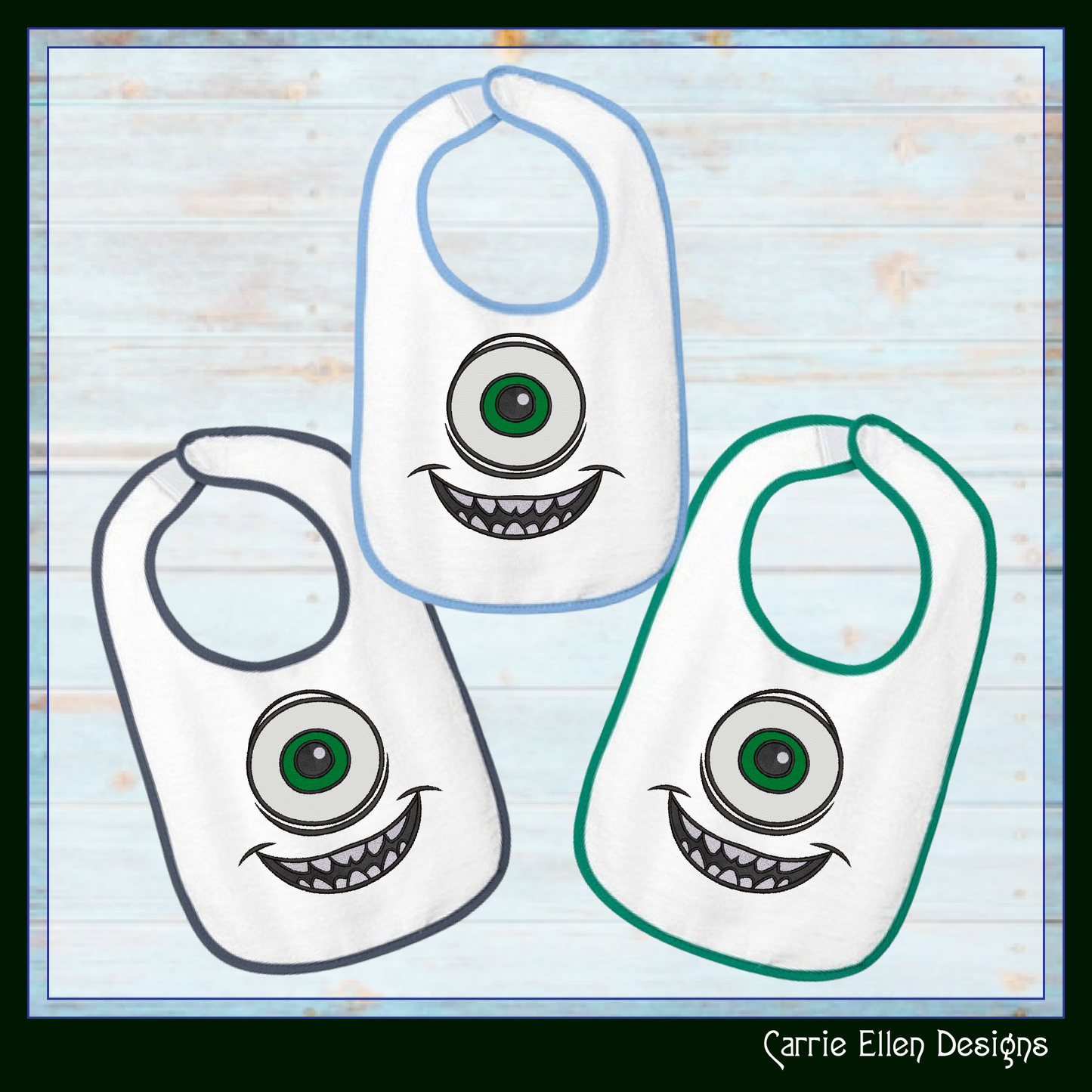 Mike Monster Character Face Applique Machine Embroidery Design | Fun Kids Stitch File, 6 sizes (2664)