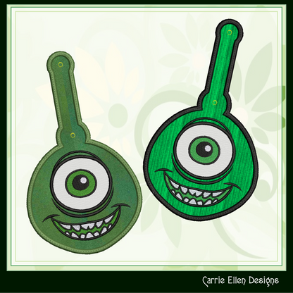 Mike Monster ITH Key Fob Machine Embroidery Design | Fun Kids In The Hoop Pattern (2665)