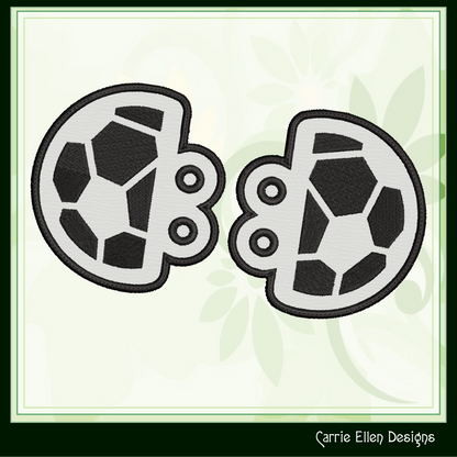 Soccer Ball ITH Shoe Wing Machine Embroidery Design – In The Hoop Sports Ball Shoelace Charms for Shoes and Boots – 4x4 & 5x7 Hoop (2669)