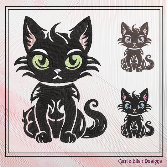 Sassy Black Cat Machine Embroidery Design, Black Cat with an Attitude, Cat Lover Design, 6 Sizes (2670)