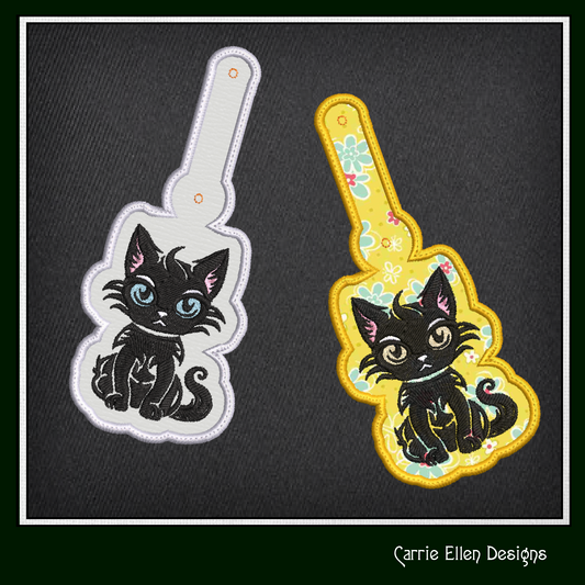Black Cat ITH Key Fob Machine Embroidery Design | Fun Kids In The Hoop Pattern (2671)