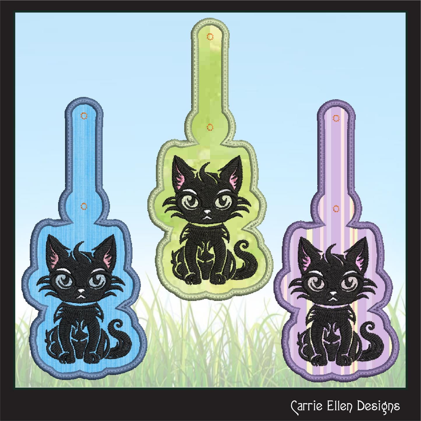 Black Cat ITH Key Fob Machine Embroidery Design | Fun Kids In The Hoop Pattern (2671)