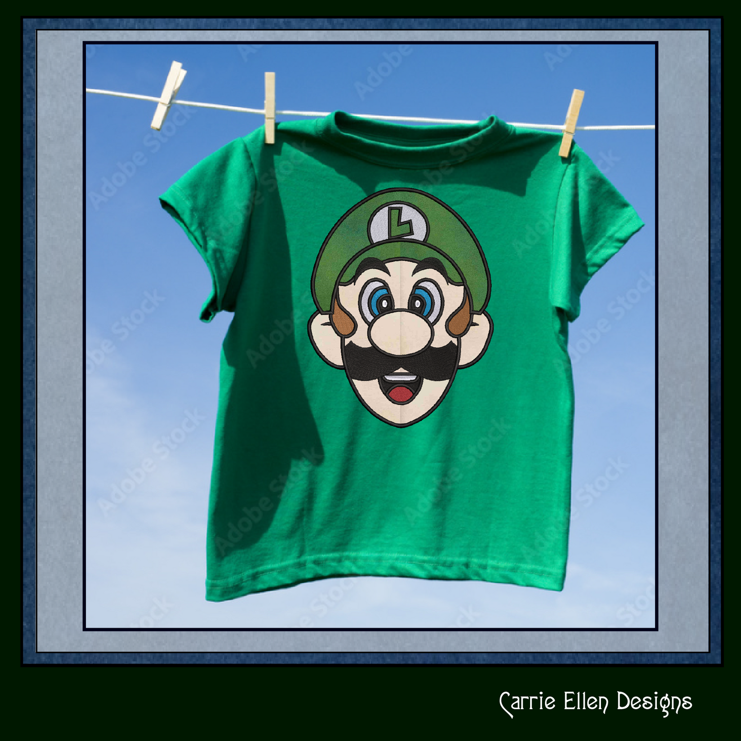 Luigi Face Applique Machine Embroidery Design | Fun Kids Stitch File, 6 sizes (2697)