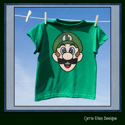 Luigi Face Applique Machine Embroidery Design | Fun Kids Stitch File, 6 sizes (2697)