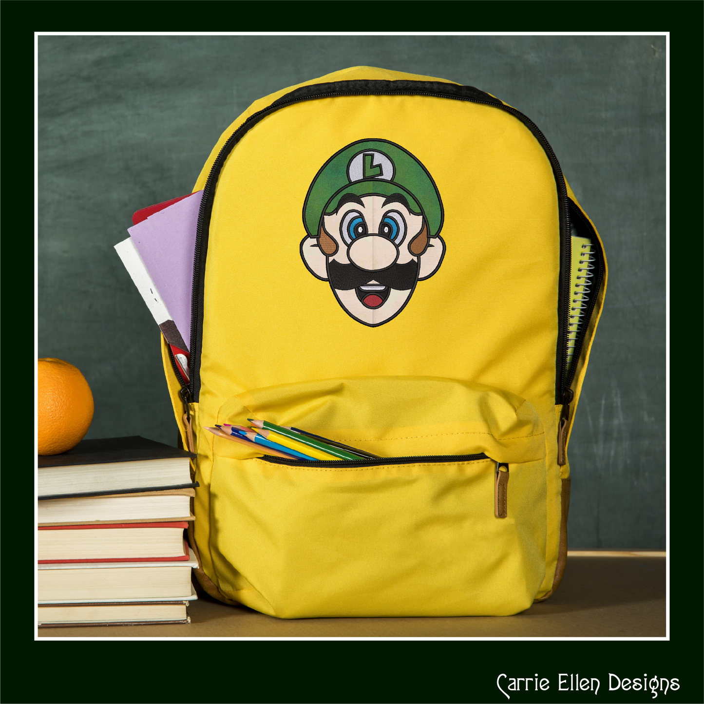Luigi Face Applique Machine Embroidery Design | Fun Kids Stitch File, 6 sizes (2697)