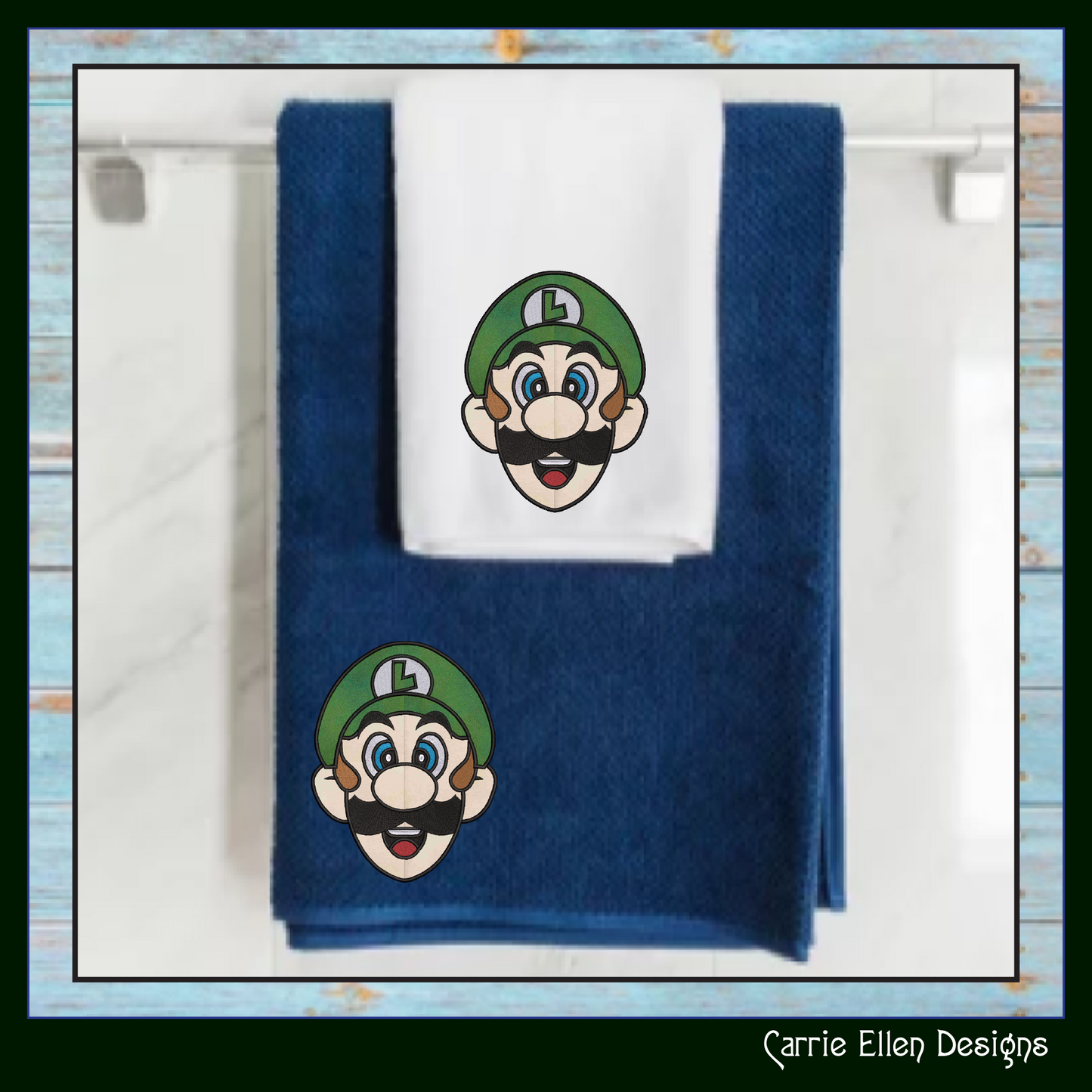 Luigi Face Applique Machine Embroidery Design | Fun Kids Stitch File, 6 sizes (2697)
