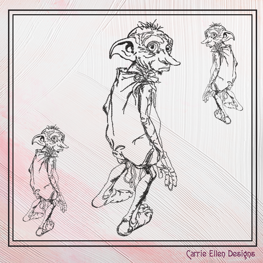 Dobby Machine Embroidery Sketch Design, Free Elf Design, Harry Potter House Elf Character, 6 Sizes (2705)