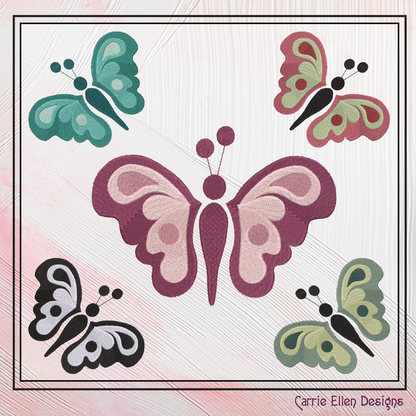 Butterfly Machine Embroidery Design, Small Tiny Butterflies, Garden Insect Embroidery Designs, 3 Sizes (2706)