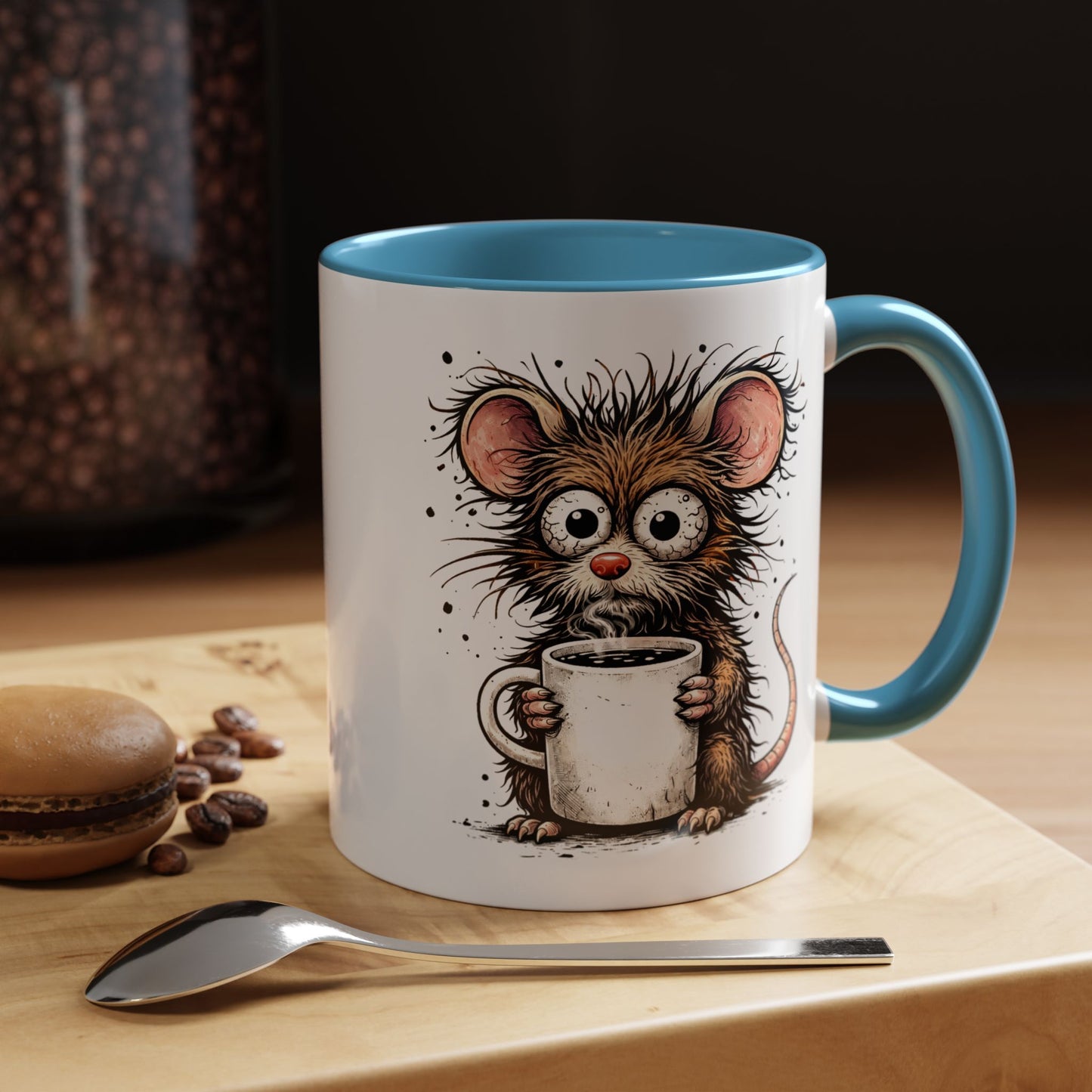 Frazzled Mouse with Mug | Accent Ceramic Coffee Mug 11oz 15oz (3867)