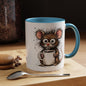 Frazzled Mouse with Mug | Accent Ceramic Coffee Mug 11oz 15oz (3867)