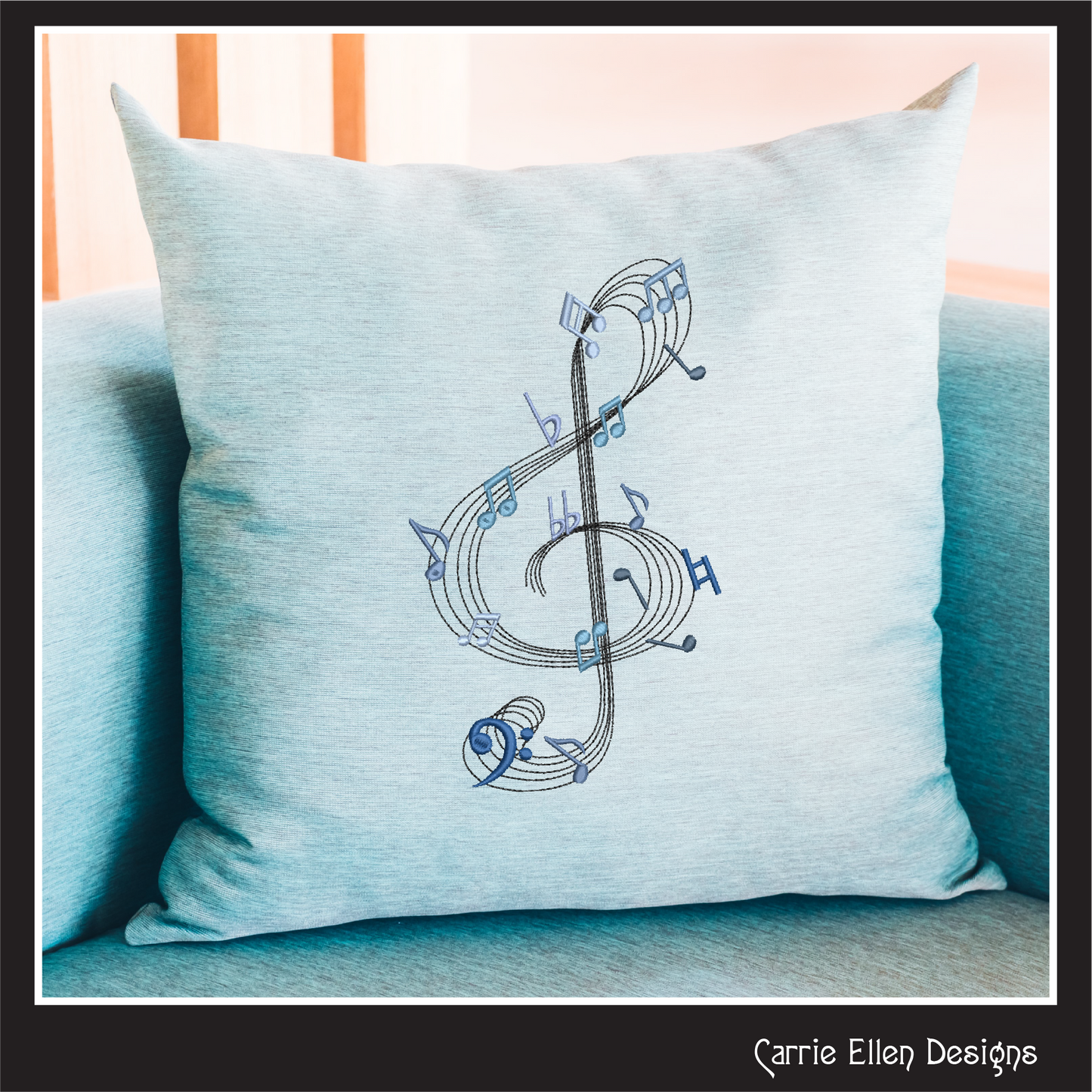 Treble Clef Music Note Machine Embroidery Design | Music Symbol Embroidery Pattern, 6 Sizes (2719)
