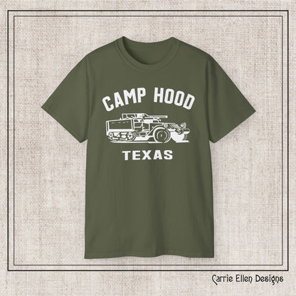 Camp Hood Short Sleeve T-Shirt – Vintage WWII Military Camp Design – Heavyweight 100% Cotton Tee (P-6033)