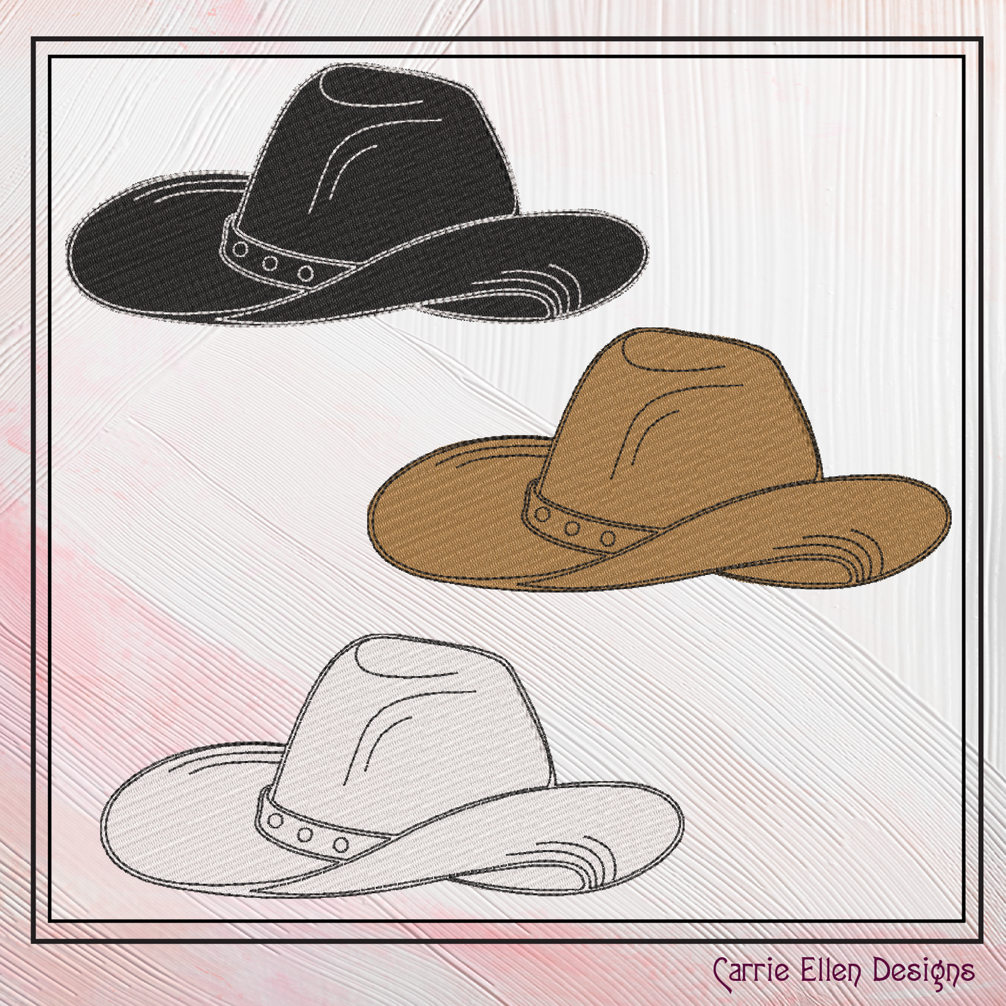 Cowboy Hat Machine Embroidery Design | Western Hat Embroidery File | Country Rodeo Ranch Stitch Pattern, 6 Sizes (2722)
