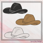 Cowboy Hat Machine Embroidery Design | Western Hat Embroidery File | Country Rodeo Ranch Stitch Pattern, 6 Sizes (2722)