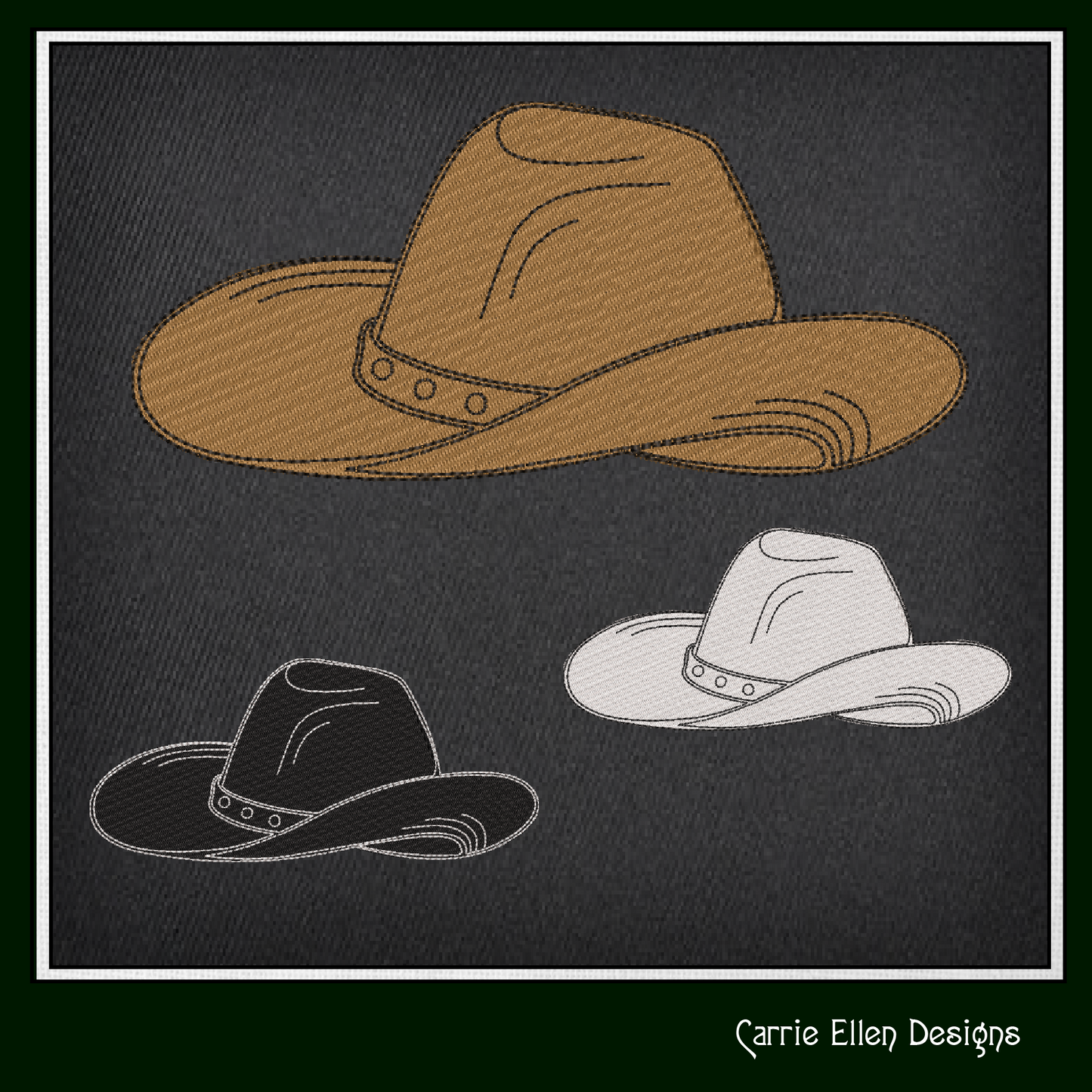 Cowboy Hat Machine Embroidery Design | Western Hat Embroidery File | Country Rodeo Ranch Stitch Pattern, 6 Sizes (2722)