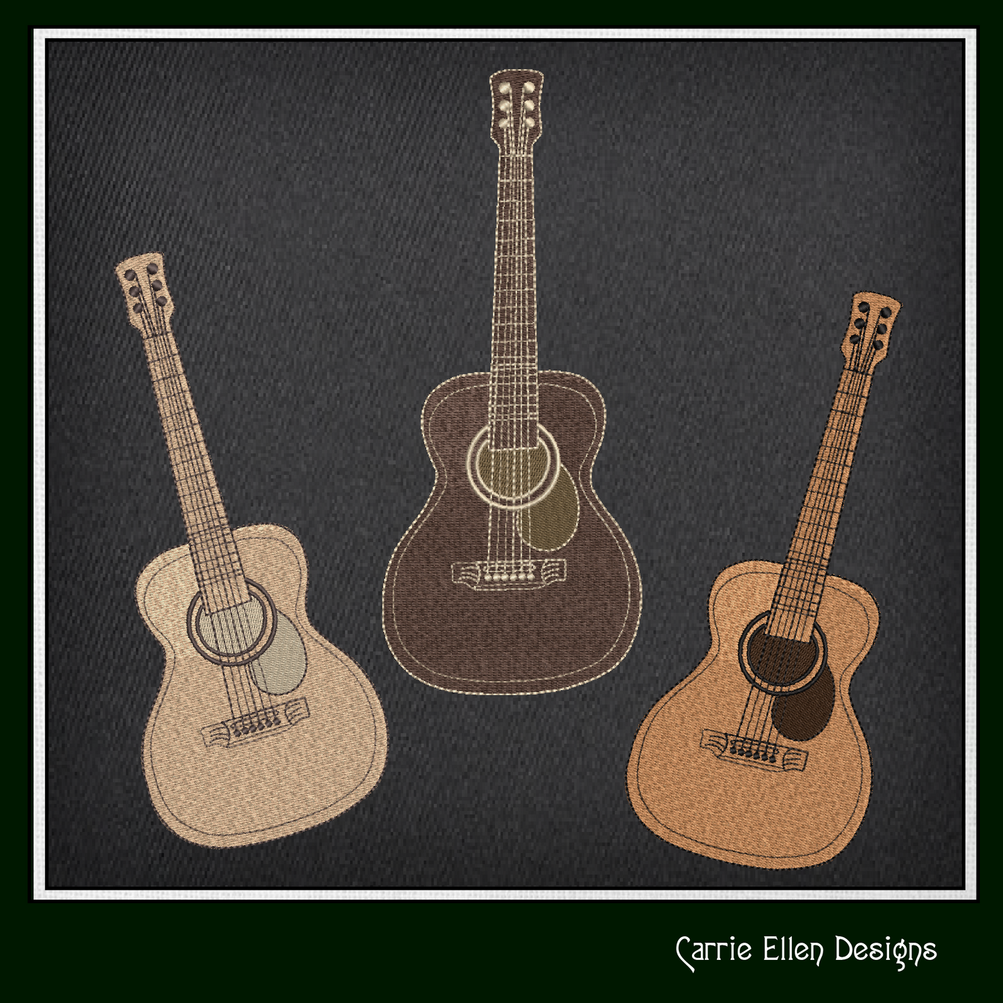 Acoustic Guitar Machine Embroidery Design | Country Music Guitar Embroidery File | Western Musical Instrument Stitch Pattern, 6 Sizes (2726)