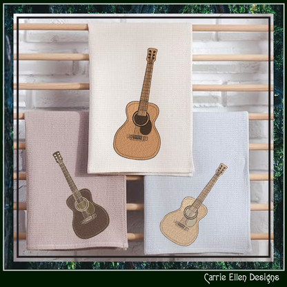 Acoustic Guitar Machine Embroidery Design | Country Music Guitar Embroidery File | Western Musical Instrument Stitch Pattern, 6 Sizes (2726)
