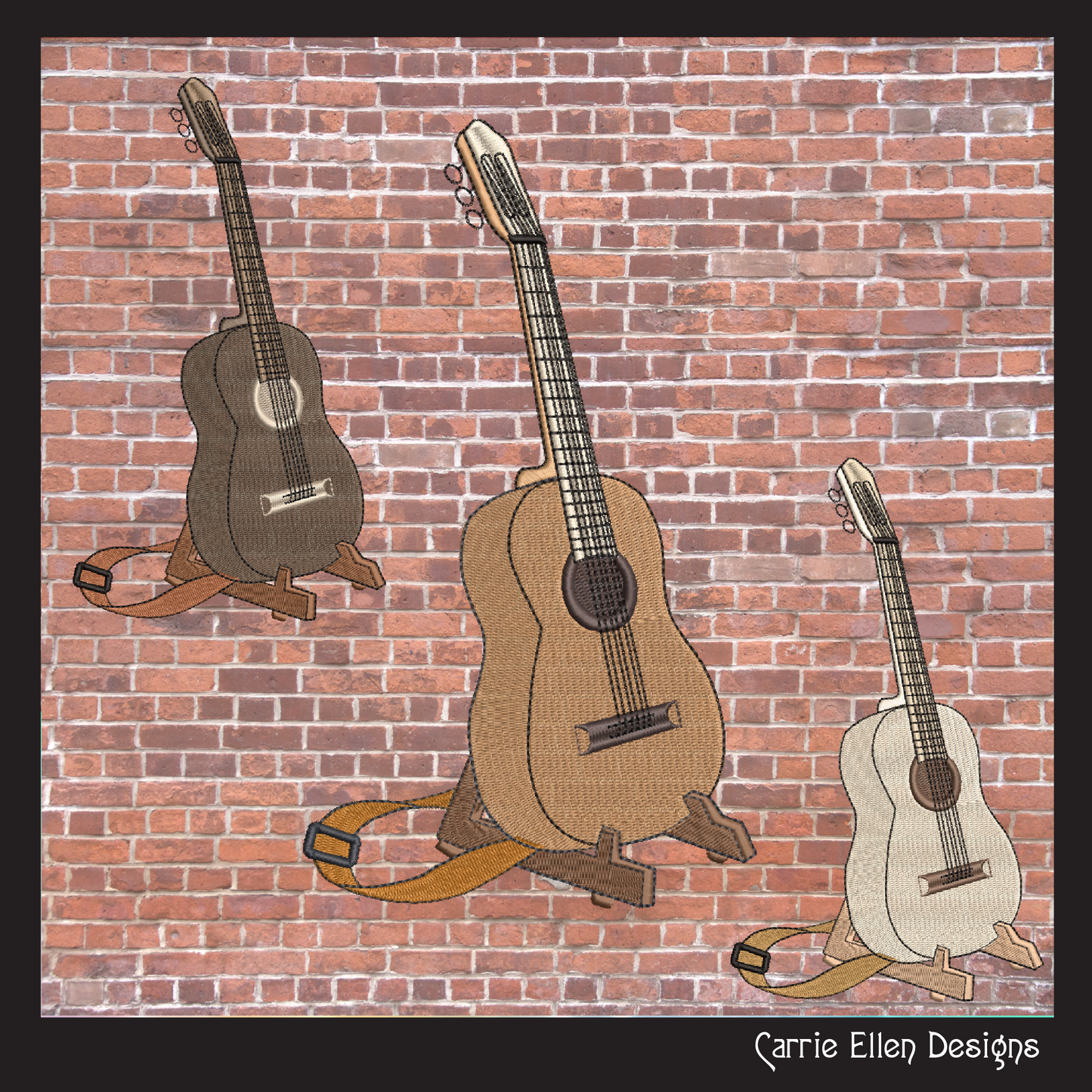 Acoustic Guitar on Stand Machine Embroidery Design | Guitar Embroidery File | Music Lover Stitch Pattern | Country Music Decor, 6 Sizes (2727)