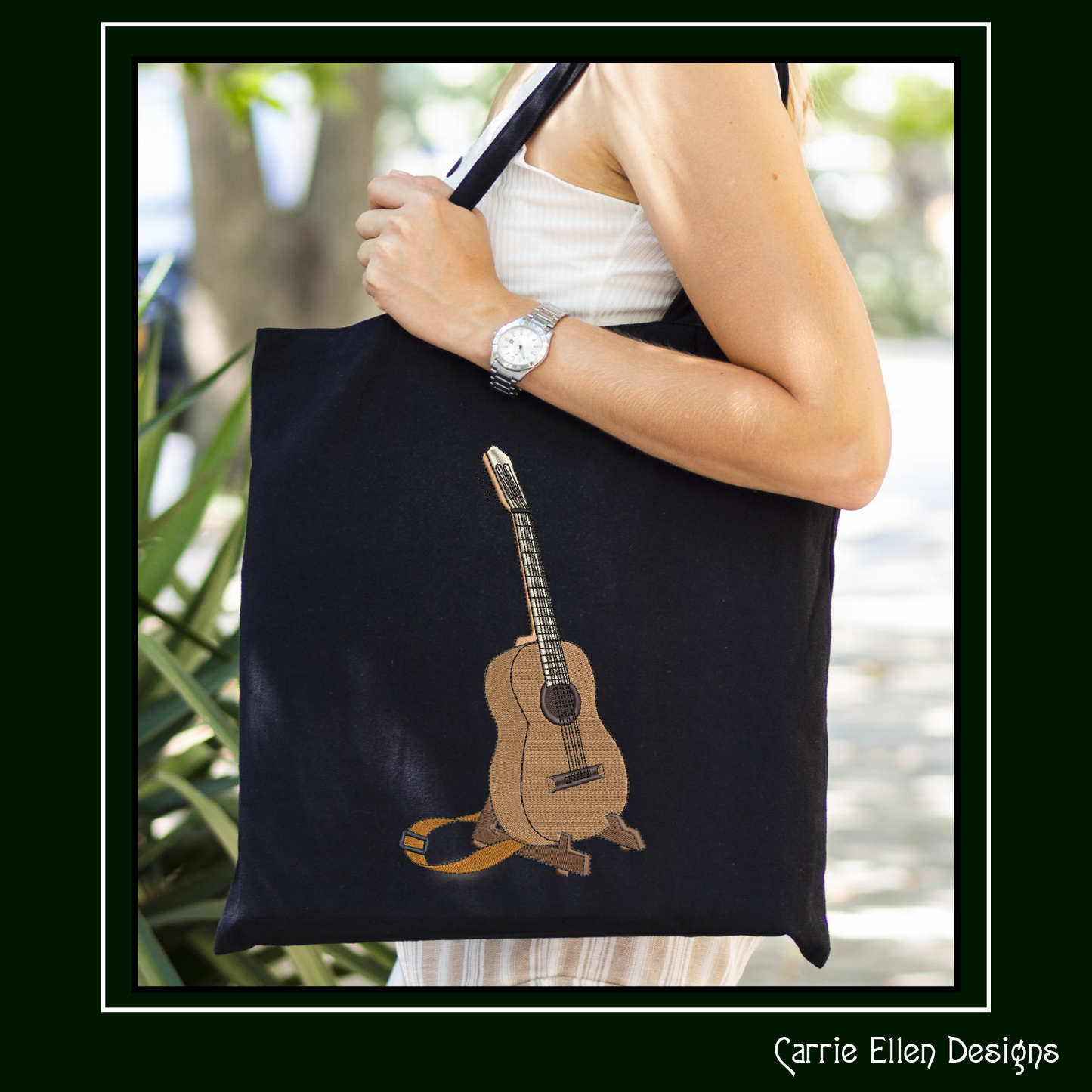 Acoustic Guitar on Stand Machine Embroidery Design | Guitar Embroidery File | Music Lover Stitch Pattern | Country Music Decor, 6 Sizes (2727)