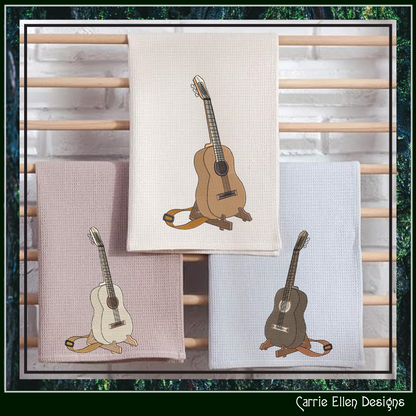 Acoustic Guitar on Stand Machine Embroidery Design | Guitar Embroidery File | Music Lover Stitch Pattern | Country Music Decor, 6 Sizes (2727)