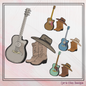 Cowboy Hat Boots & Guitar Machine Embroidery Design | Country Music Western Embroidery, 6 Sizes (2728)