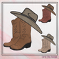 Cowboy Hat and Boots Machine Embroidery Design | Western Embroidery File | Country Cowboy Stitch Pattern | Rustic Ranch Decor, 6 Sizes (2729)