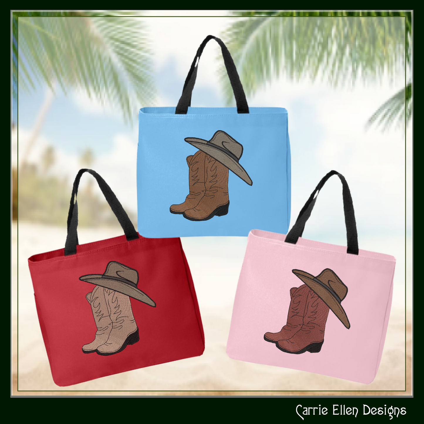 Cowboy Hat and Boots Machine Embroidery Design | Western Embroidery File | Country Cowboy Stitch Pattern | Rustic Ranch Decor, 6 Sizes (2729)