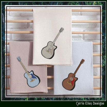 Guitar Machine Embroidery Design | Musical Instrument Embroidery Pattern, 6 Sizes (2730)