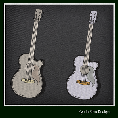 Guitar Machine Embroidery Design | Musical Instrument Embroidery Pattern, 6 Sizes (2730)