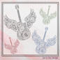 Winged Ornamental Guitar Machine Embroidery Design | Fantasy Guitar Embroidery File | Decorative Music Art Stitch Pattern | Rock & Country Embroidery, 6 Sizes (2732)