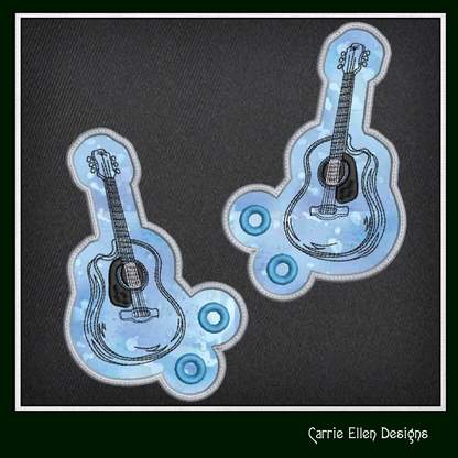 Guitar ITH Shoe Wing Machine Embroidery Design – Acoustic Guitar In The Hoop Shoe Wings – 4x4 and 5x7 Hoop Sizes (2736)
