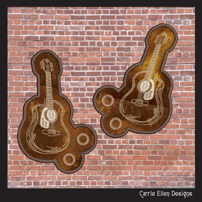 Guitar ITH Shoe Wing Machine Embroidery Design – Acoustic Guitar In The Hoop Shoe Wings – 4x4 and 5x7 Hoop Sizes (2736)