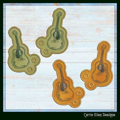 Guitar ITH Shoe Wing Machine Embroidery Design – Acoustic Guitar In The Hoop Shoe Wings – 4x4 and 5x7 Hoop Sizes (2736)