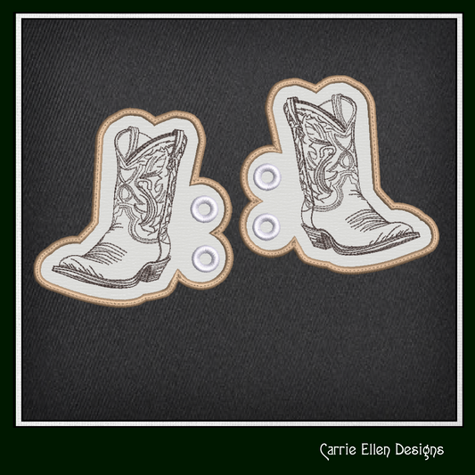 Cowboy Boot ITH Machine Embroidery Shoe Wings – Wild West Boot Design, In The Hoop Boot Shoe Charms – 4x4 and 5x7 Hoops (2740)