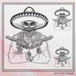 Gunslinger Outlaw Machine Embroidery Design, Desperado in Sombrero Line Art Sketch, Skull and Guns Design, 6 Sizes (2742)